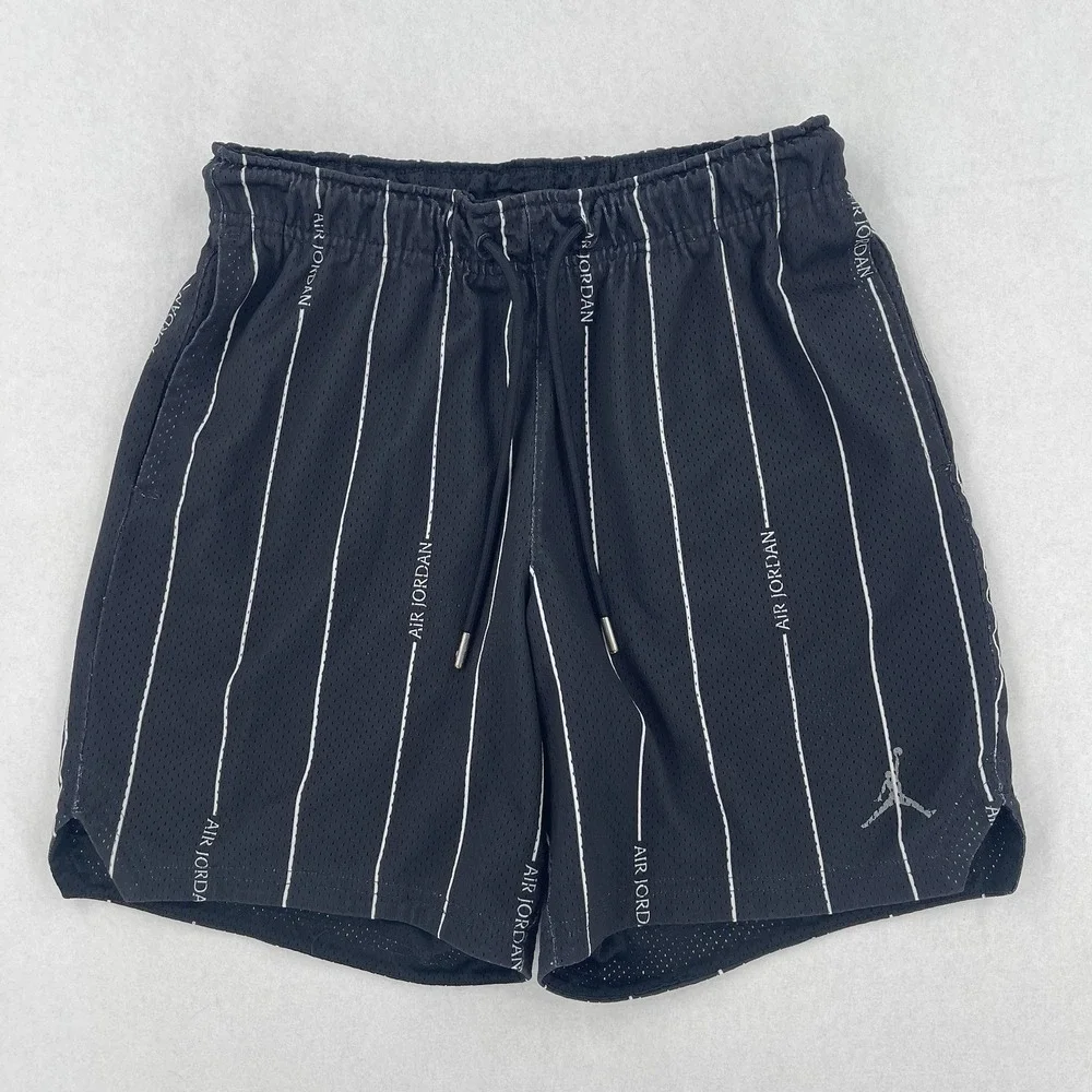 Jordan Essential Printed Shorts Mens S Black Basketball Pinstripes Mesh Retro